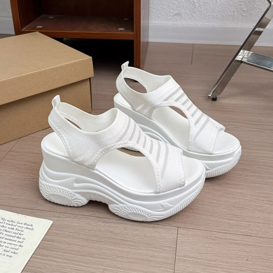 Open Toe Platform Sandals White / 35 Apparel and Accessories