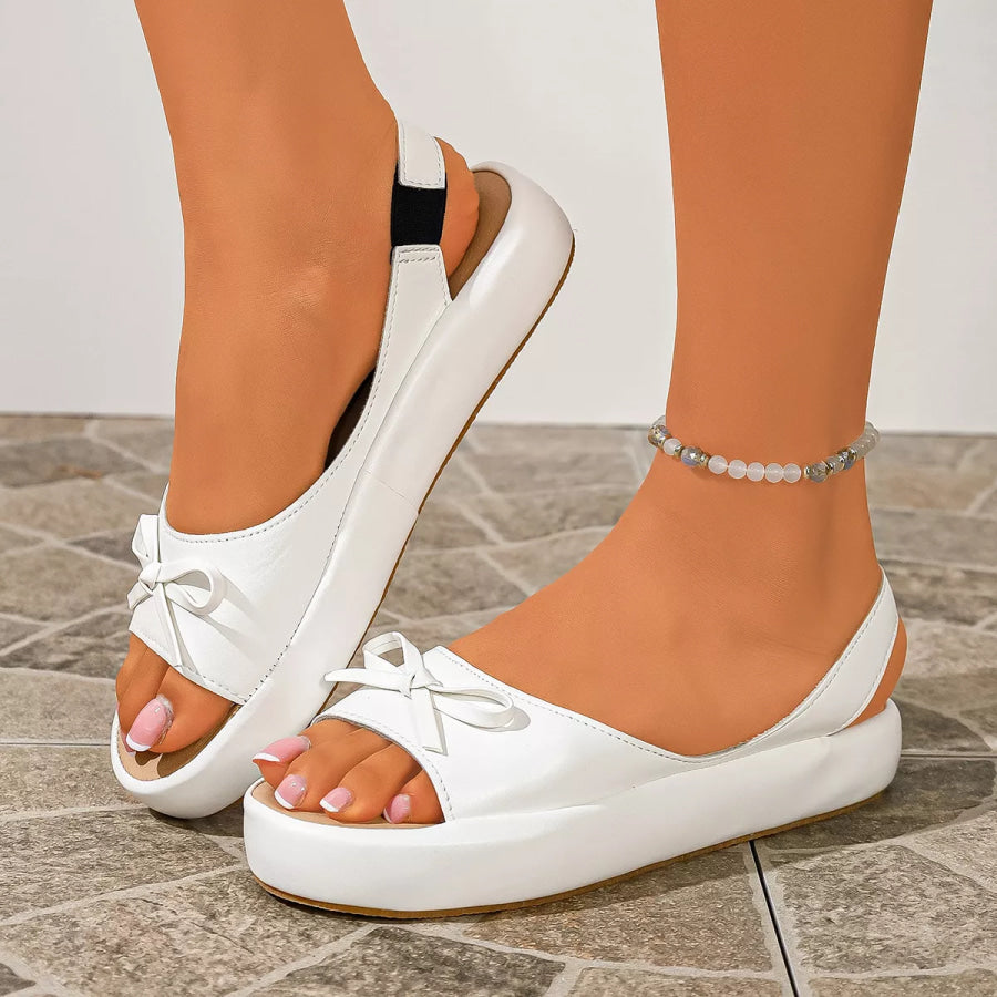 Open Toe Platform Sandals White / 35 Apparel and Accessories