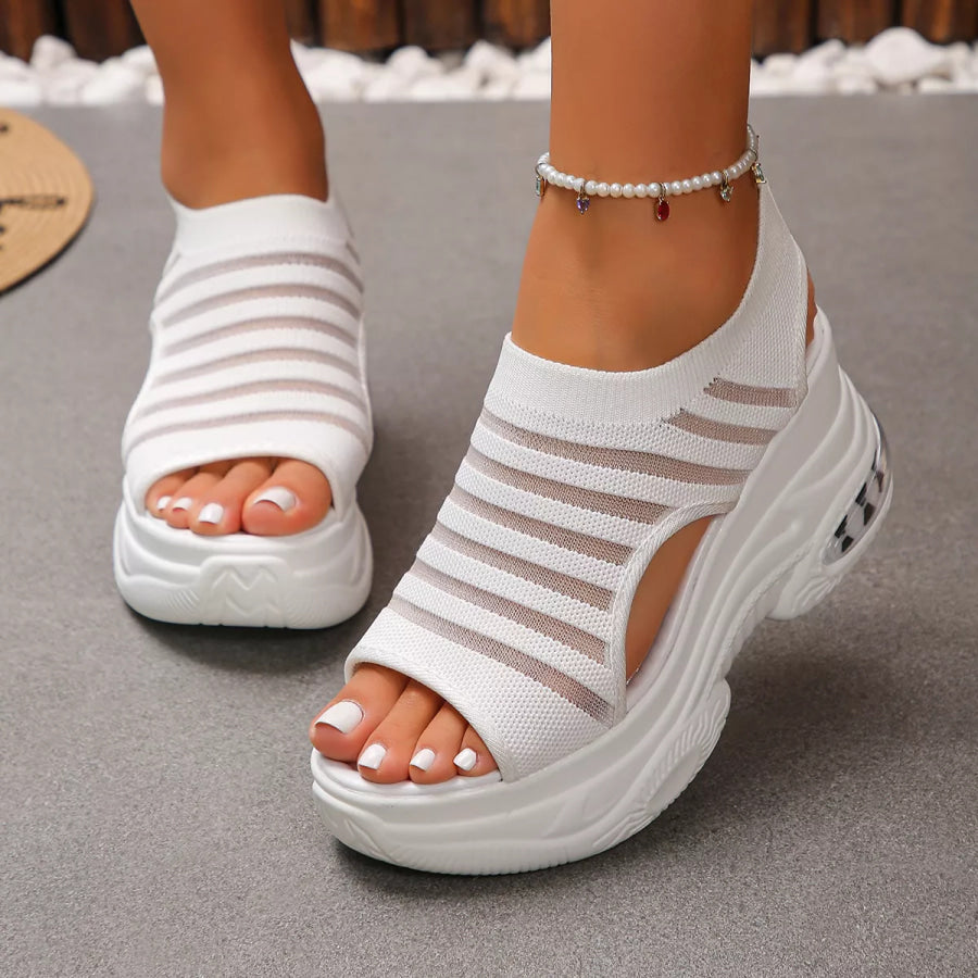 Open Toe Platform Sandals White / 35 Apparel and Accessories