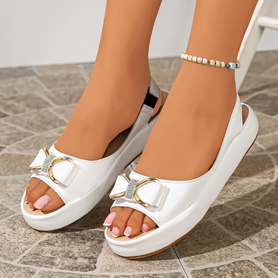 Open Toe Platform Sandals White / 35 Apparel and Accessories