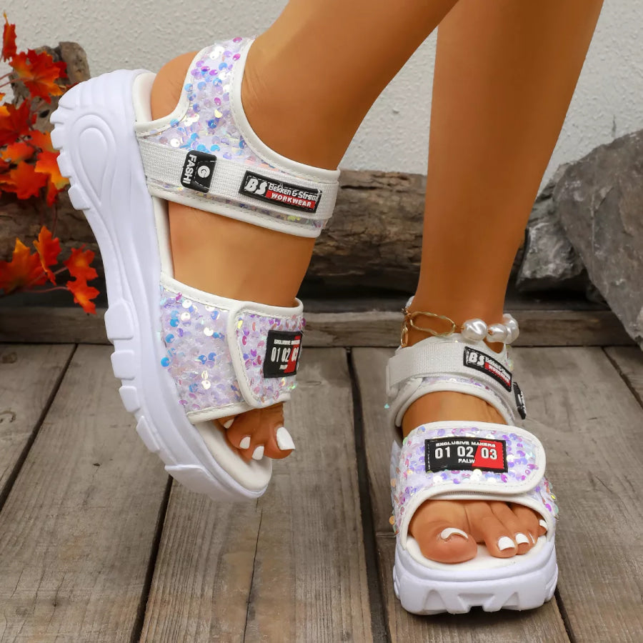 Open Toe Platform Sandals White / 35 Apparel and Accessories