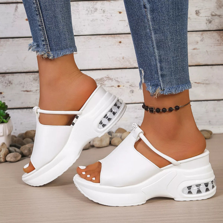Open Toe Platform Sandals White / 36 Apparel and Accessories