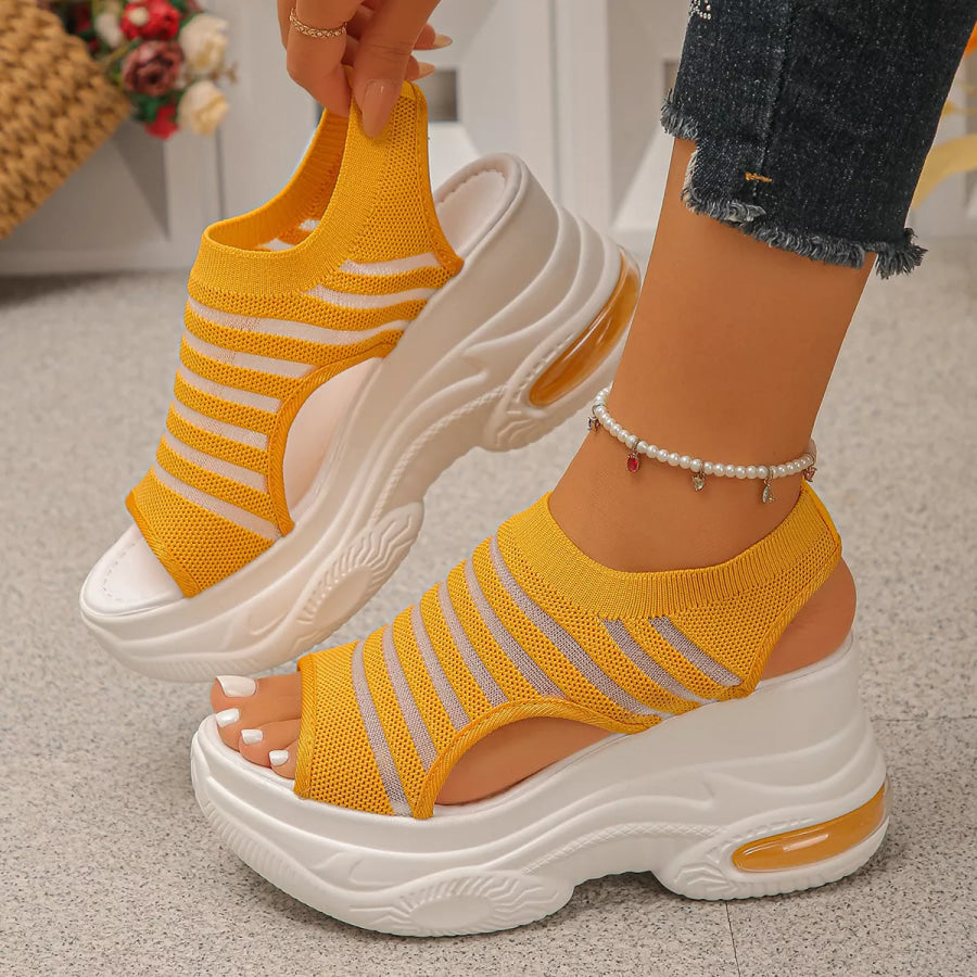 Open Toe Platform Sandals Yellow / 35 Apparel and Accessories