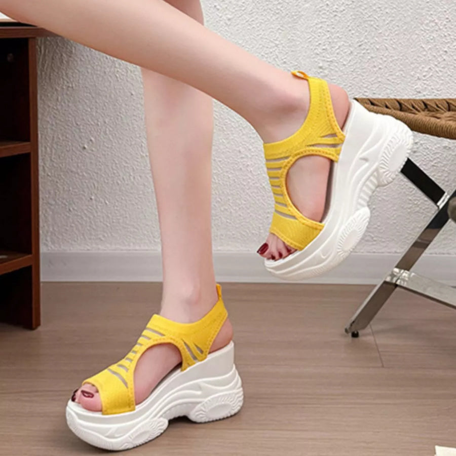 Open Toe Platform Sandals Yellow / 35 Apparel and Accessories