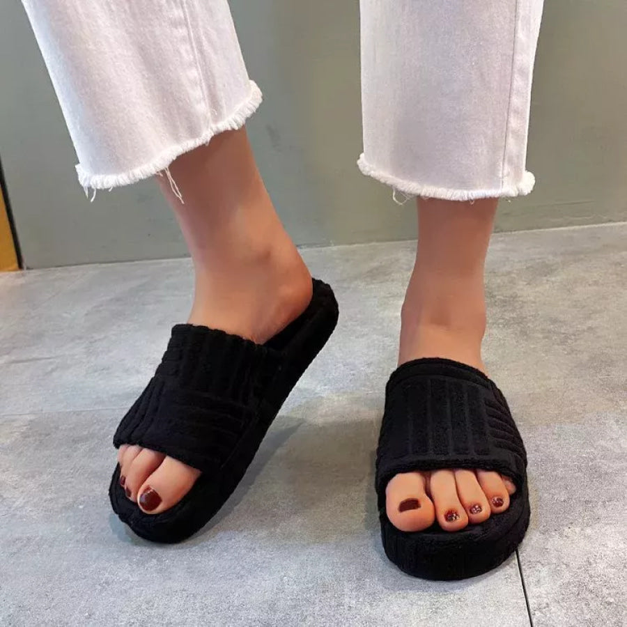 Open-Toe Platform Slippers Black / 36 Apparel and Accessories
