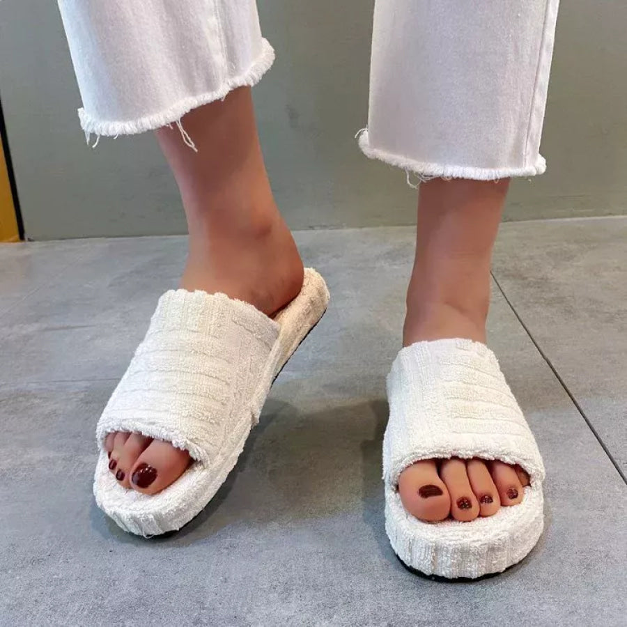 Open-Toe Platform Slippers White / 36 Apparel and Accessories