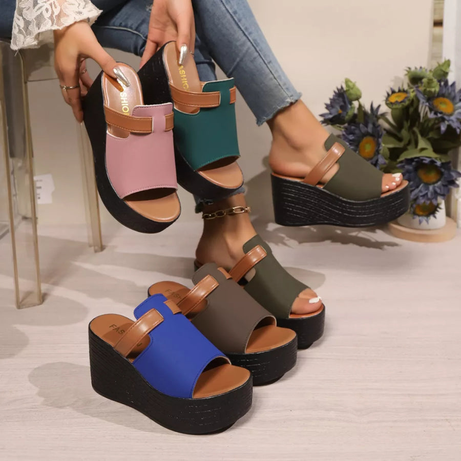 Open Toe Platform Wedge Sandals Army Green / 34 Apparel and Accessories