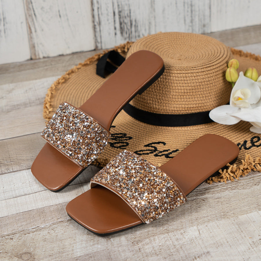 Open Toe Rhinestone Sandals Apparel and Accessories