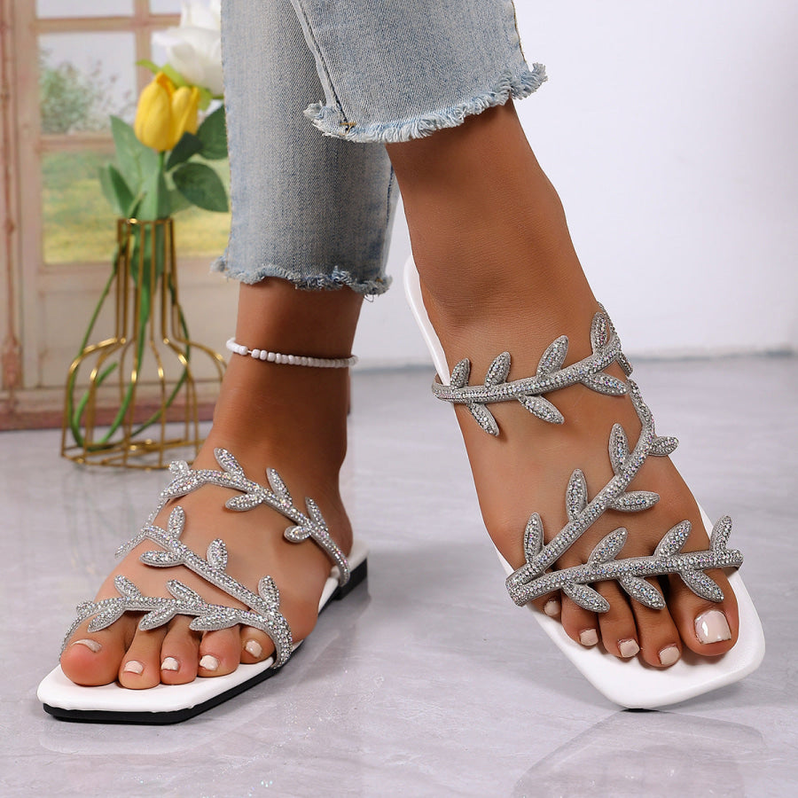Open Toe Rhinestone Sandals Gray / 36 Apparel and Accessories