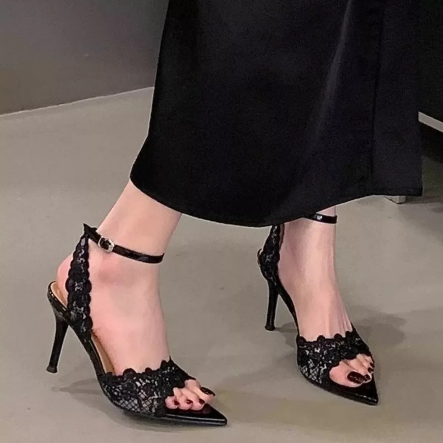 Open Toe Stiletto Sandals Black / 35 Apparel and Accessories