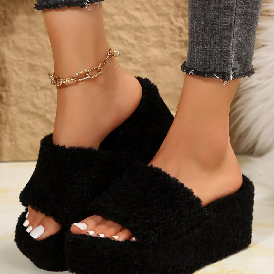 Open Toe Wedge Platform Slippers Apparel and Accessories