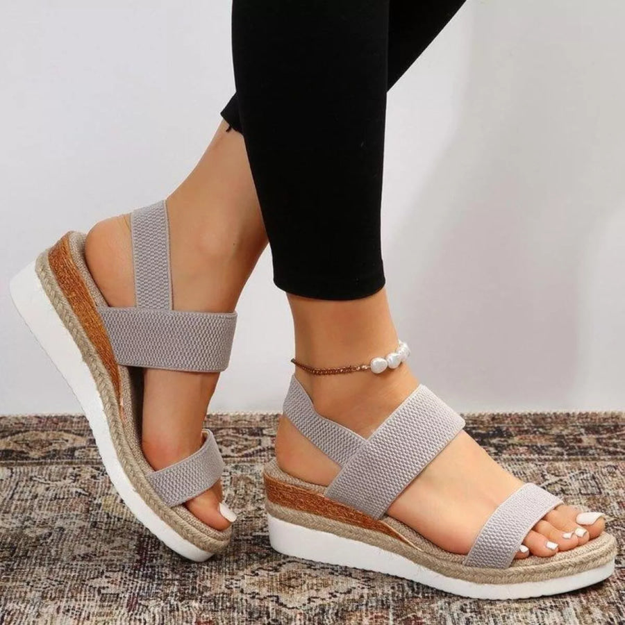 Open Toe Wedge Sandals Beige / 36 Apparel and Accessories