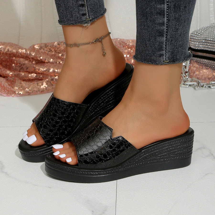 Open Toe Wedge Sandals Black / 35 Apparel and Accessories