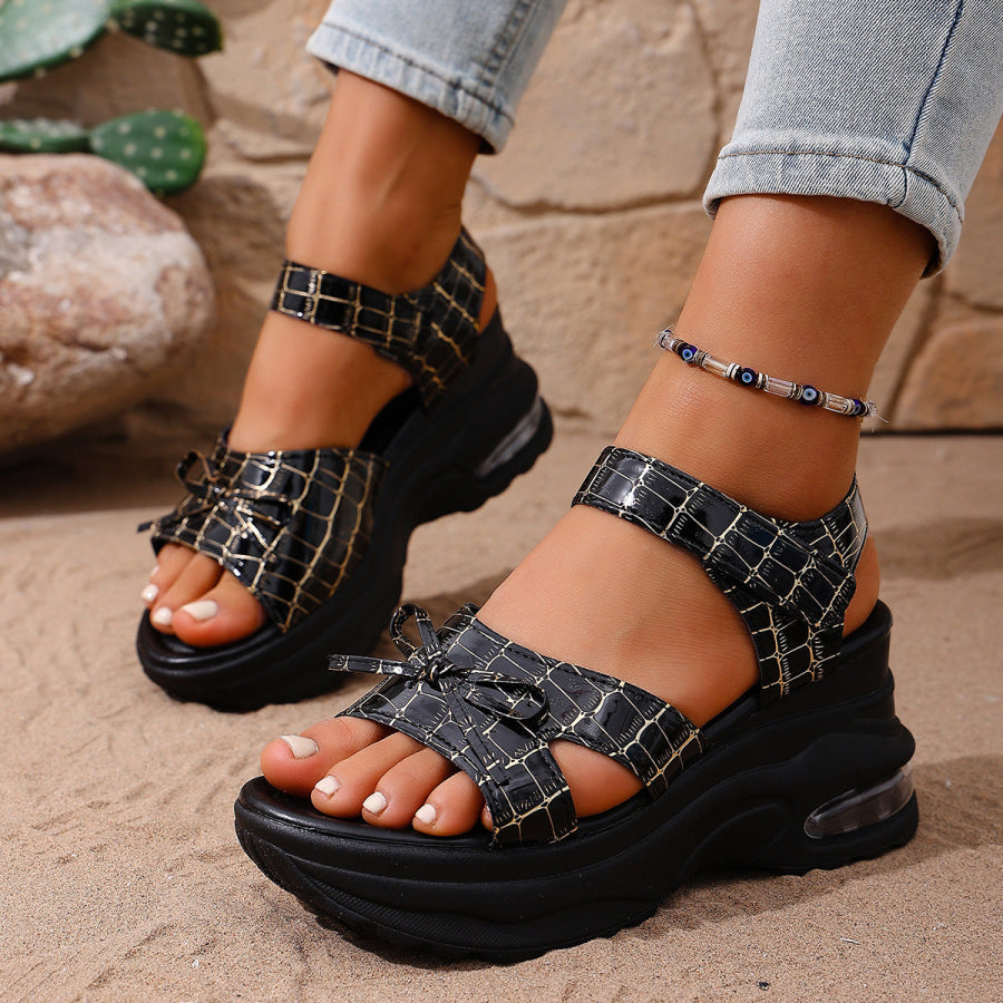 Open Toe Wedge Sandals Black / 35 Apparel and Accessories