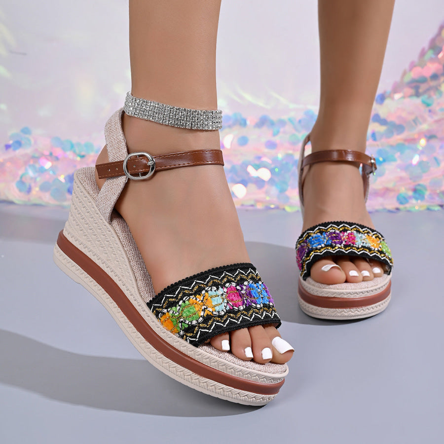 Open Toe Wedge Sandals Black / 36 Apparel and Accessories