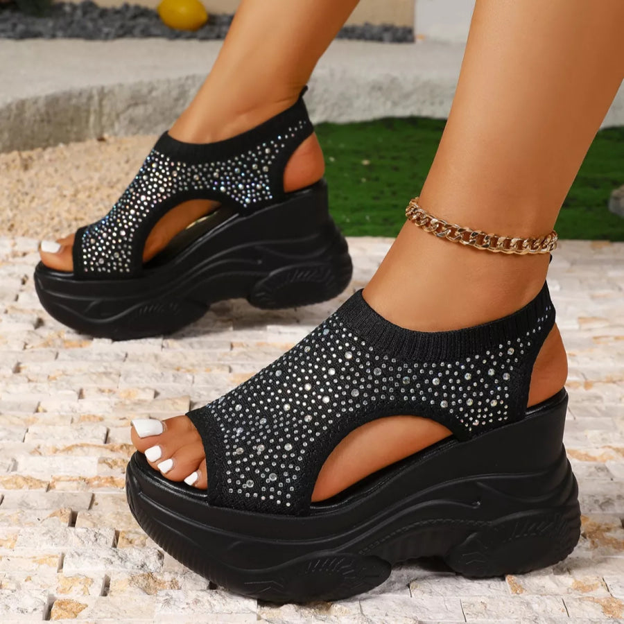 Open Toe Wedge Sandals Black / 36 Apparel and Accessories