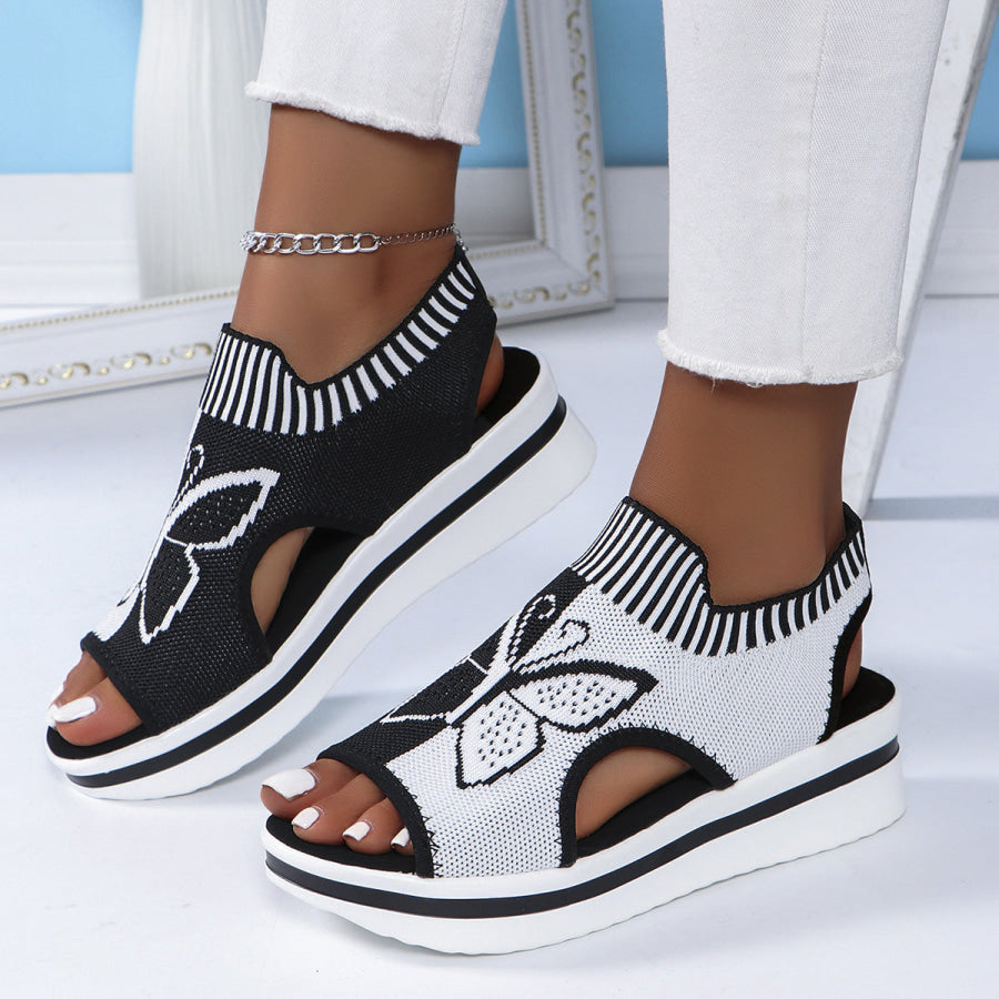 Open Toe Wedge Sandals Black / 36 Apparel and Accessories