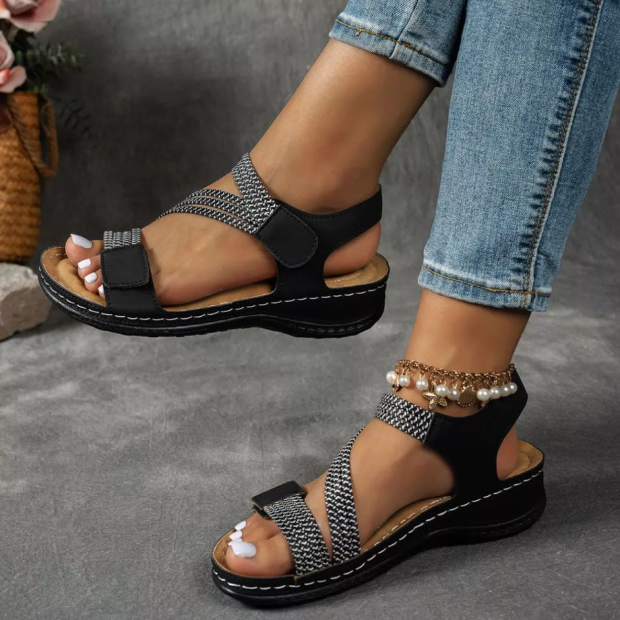 Open Toe Wedge Sandals Black / 36 Apparel and Accessories