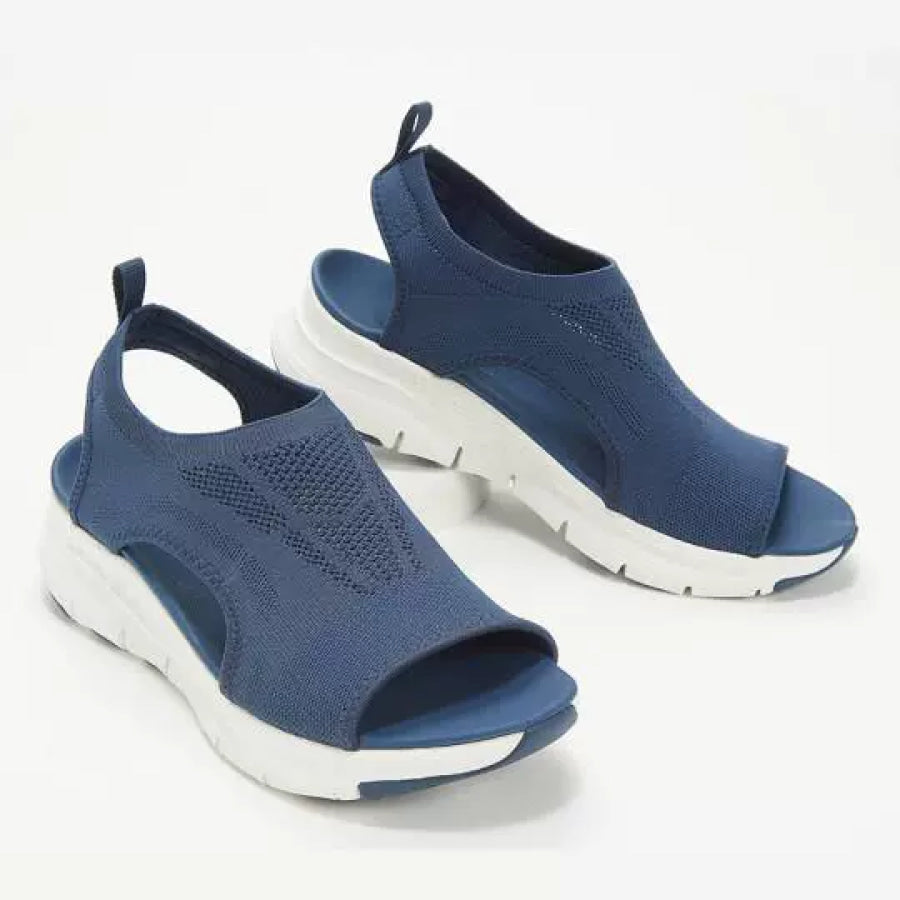 Open Toe Wedge Sandals Blue / 35 Apparel and Accessories