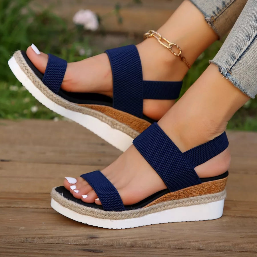 Open Toe Wedge Sandals Blue / 36 Apparel and Accessories