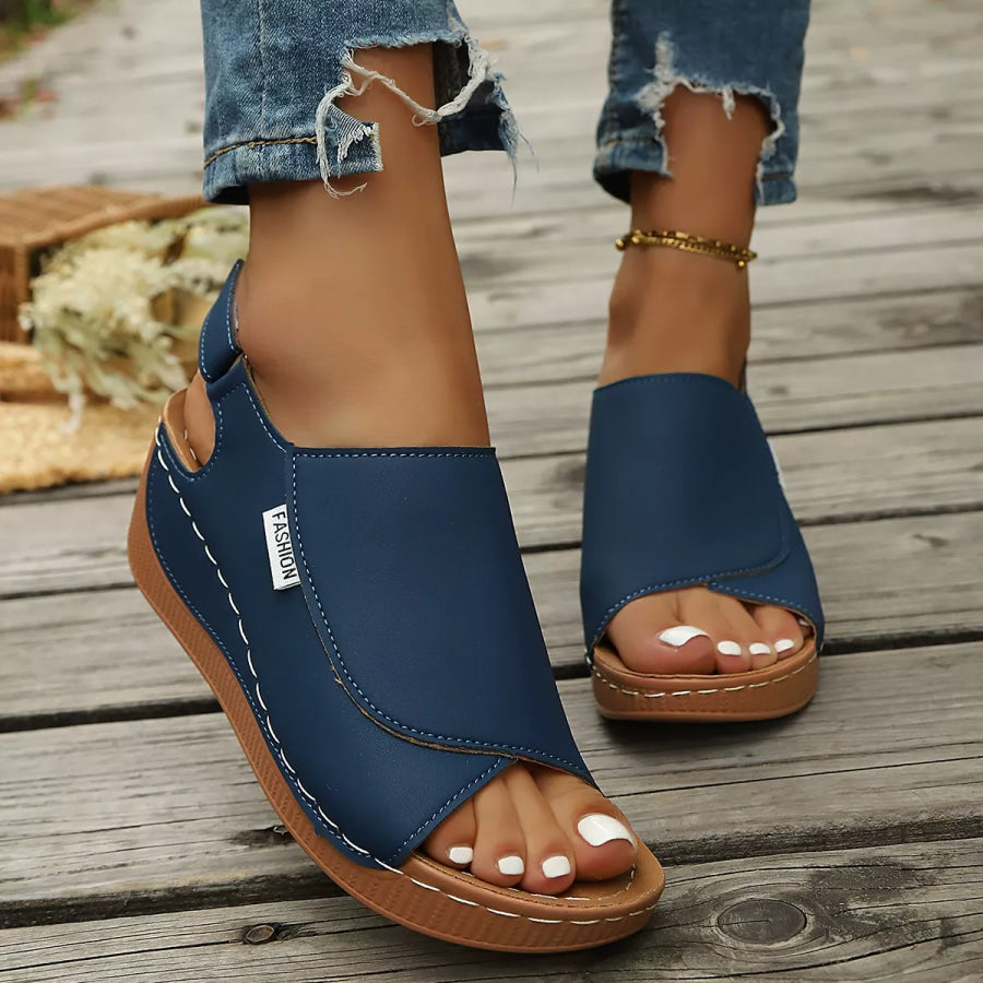 Open Toe Wedge Sandals Blue / 36 Apparel and Accessories