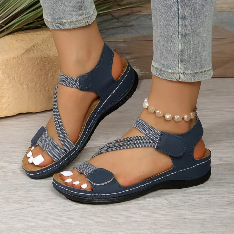 Open Toe Wedge Sandals Blue / 36 Apparel and Accessories
