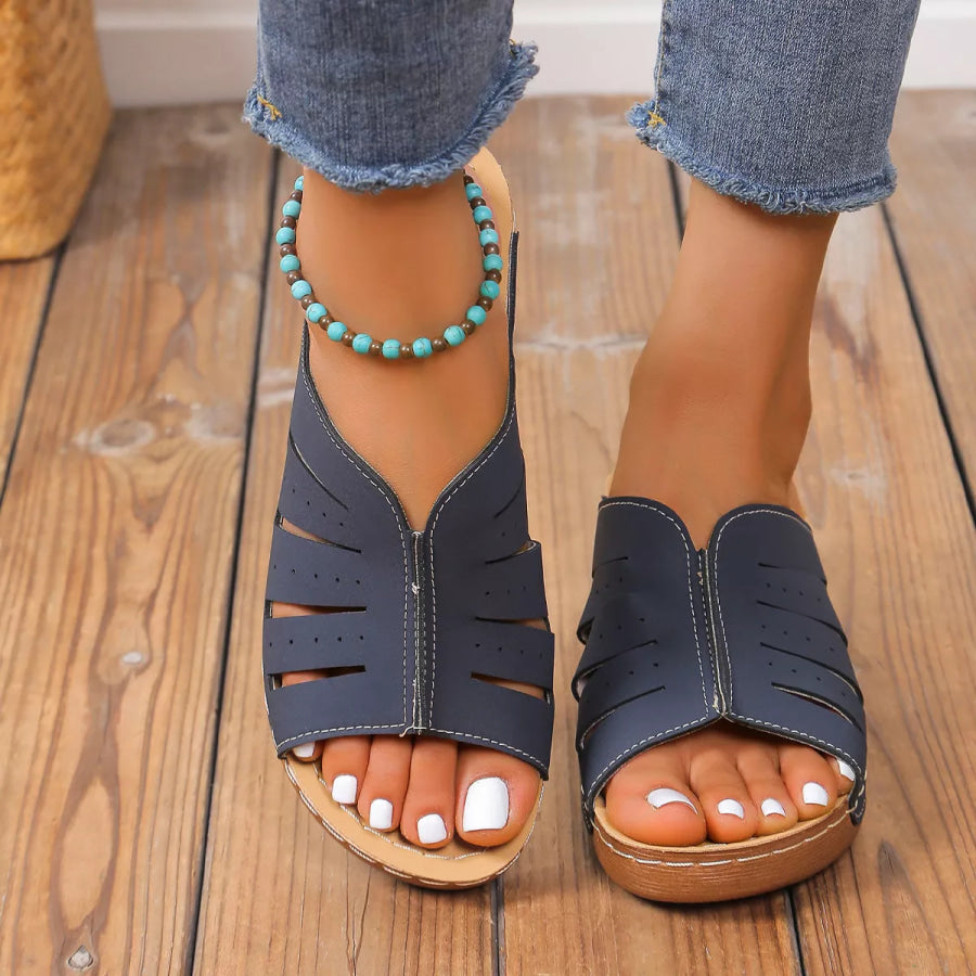 Open Toe Wedge Sandals Blue / 36 Apparel and Accessories
