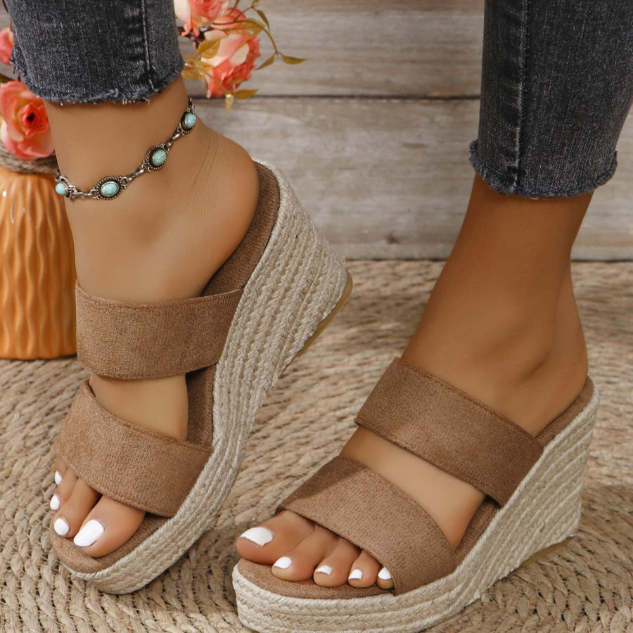 Open Toe Wedge Sandals Camel / 36(US5) Apparel and Accessories