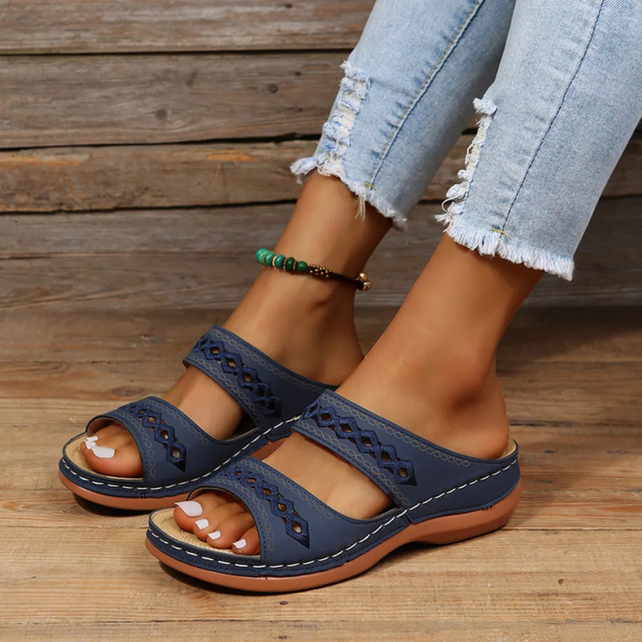 Open Toe Wedge Sandals Dark Blue / 36 Apparel and Accessories