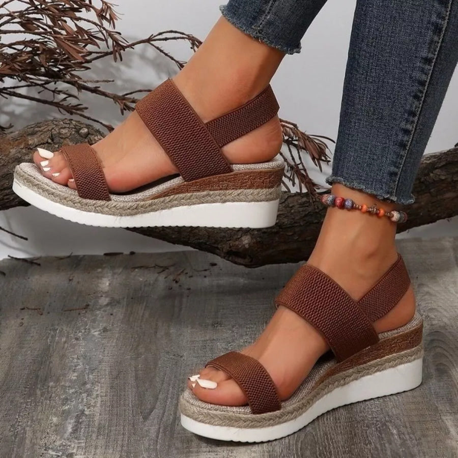 Open Toe Wedge Sandals Dark Brown / 36 Apparel and Accessories