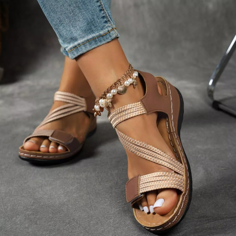 Open Toe Wedge Sandals Dark Brown / 36 Apparel and Accessories