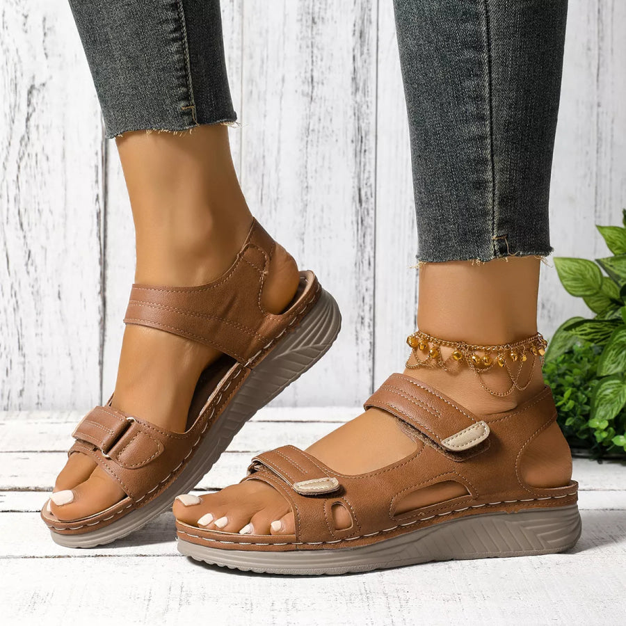Open Toe Wedge Sandals Dark Brown / 36 Apparel and Accessories