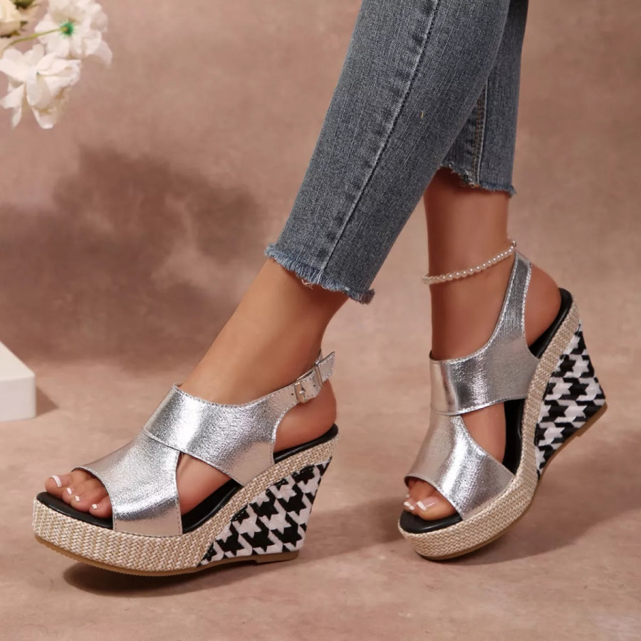 Open Toe Wedge Sandals Gray / 35 Apparel and Accessories