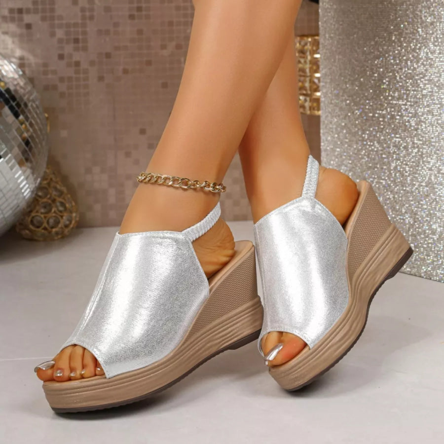 Open Toe Wedge Sandals Gray / 35 Apparel and Accessories