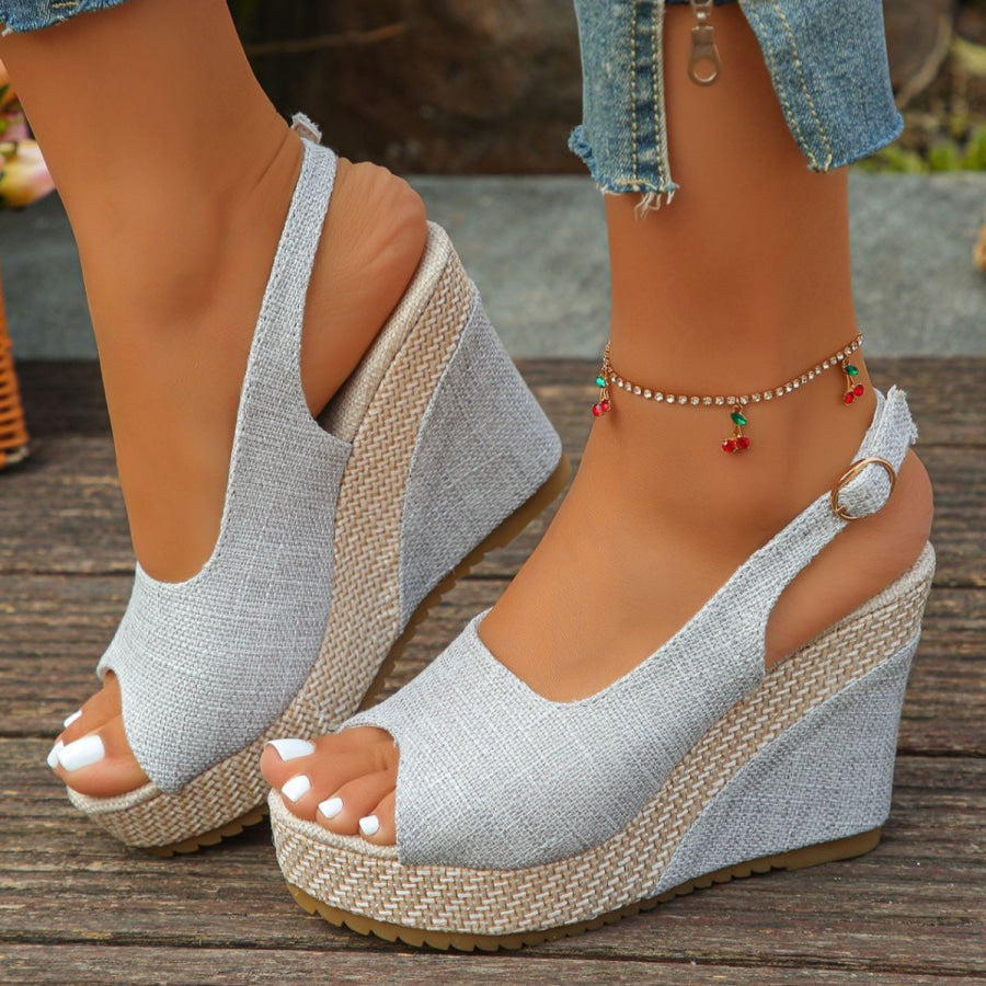 Open Toe Wedge Sandals Gray / 36 Apparel and Accessories