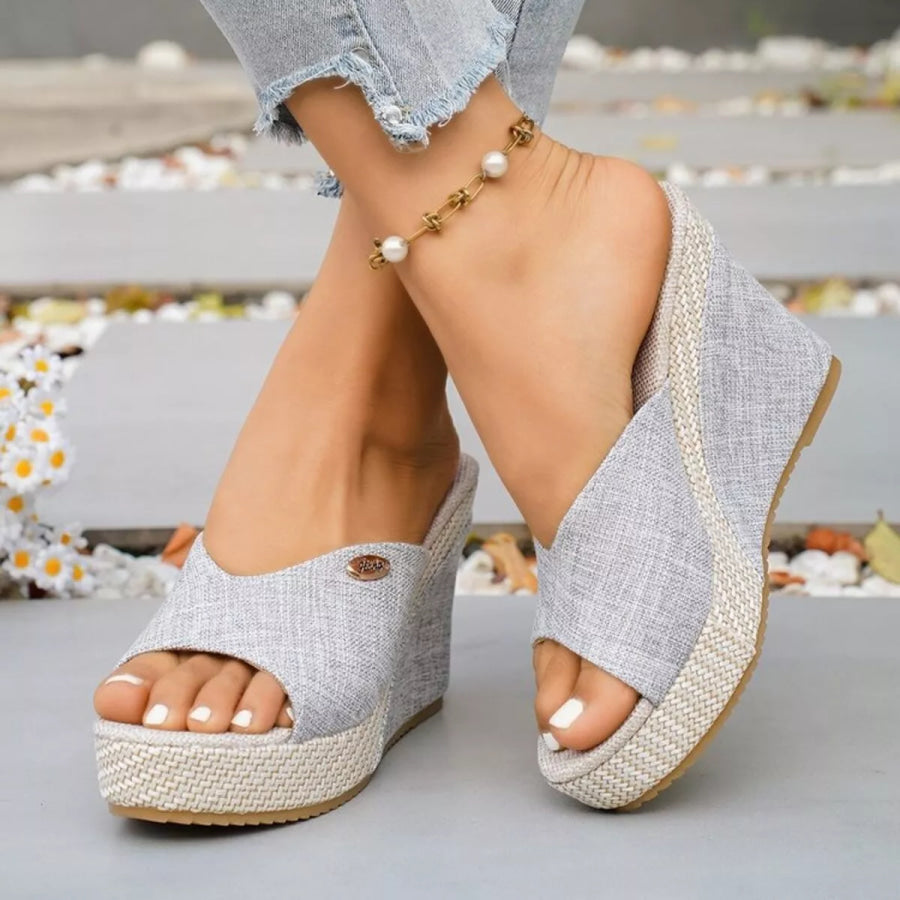 Open Toe Wedge Sandals Grey / 35 Apparel and Accessories