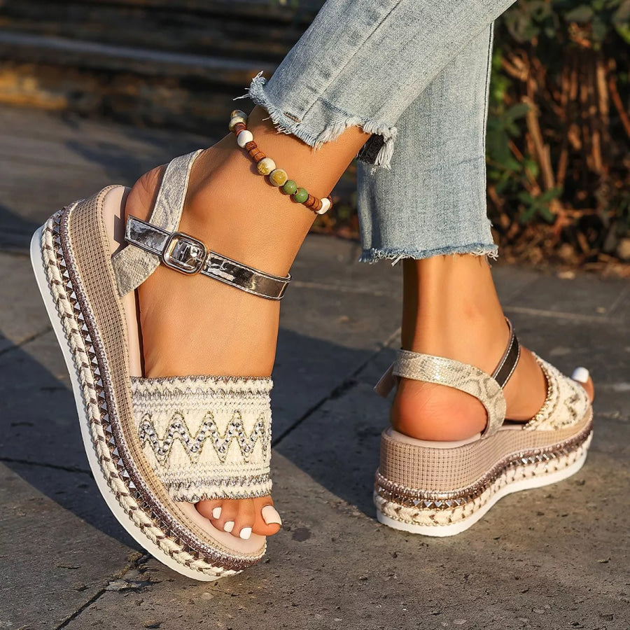 Open Toe Wedge Sandals Ivory / 36 Apparel and Accessories