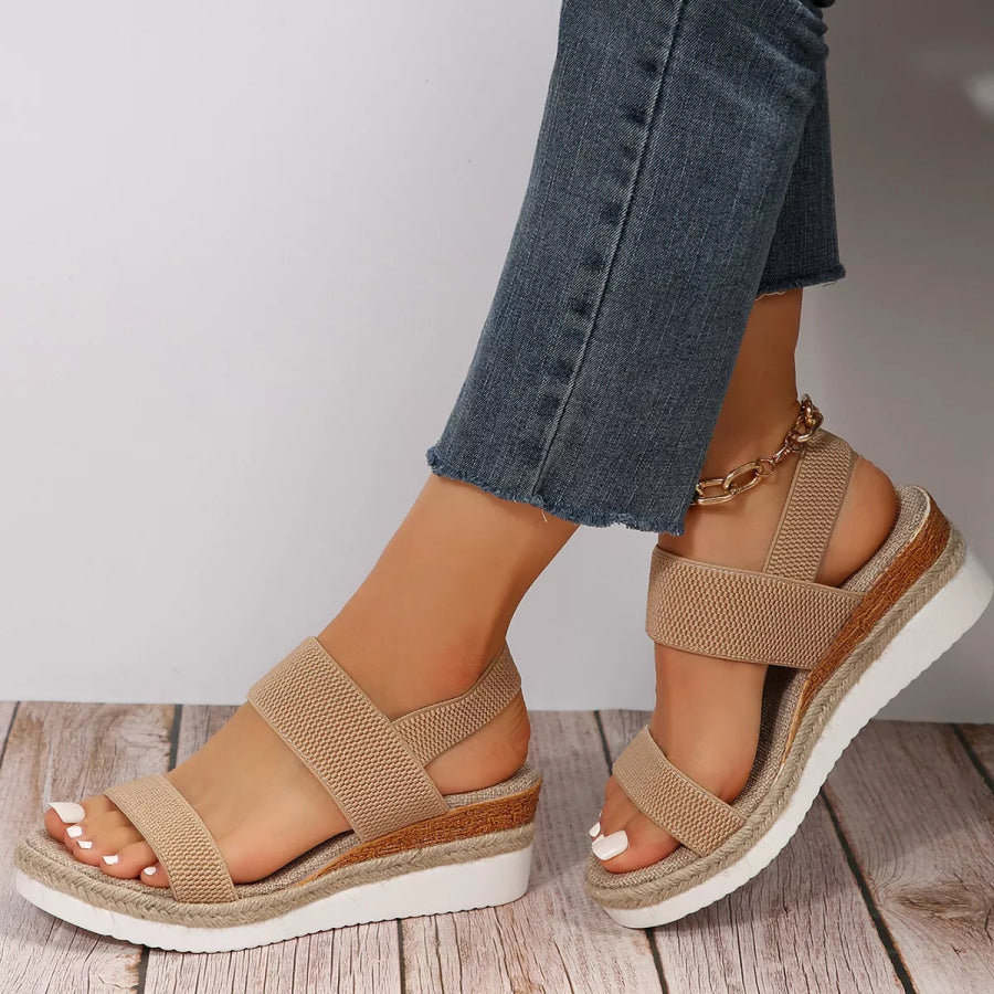Open Toe Wedge Sandals Khaki / 36 Apparel and Accessories