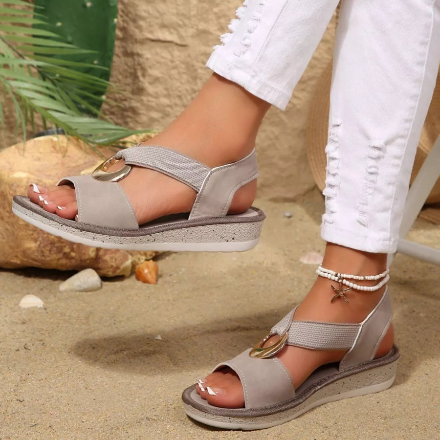 Open Toe Wedge Sandals Khaki / 36 Apparel and Accessories