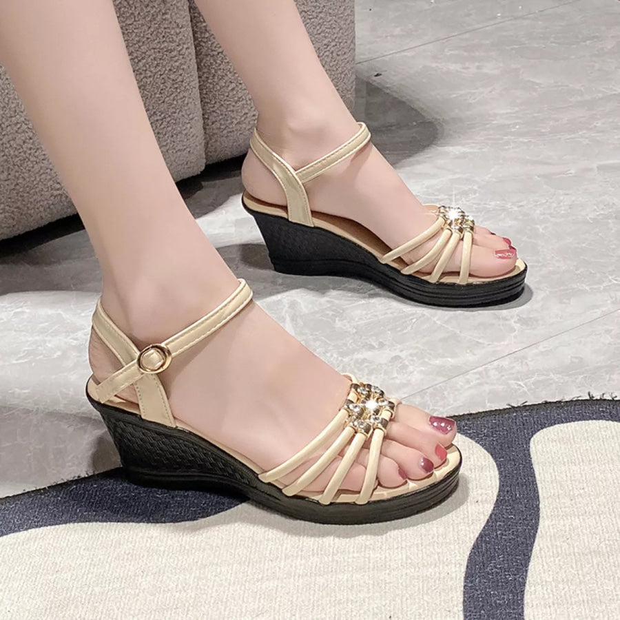 Open Toe Wedge Sandals Off-white / 35 Apparel and Accessories