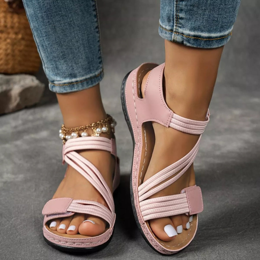 Open Toe Wedge Sandals Pink / 36 Apparel and Accessories