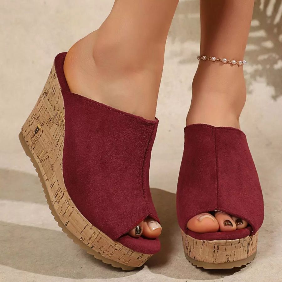 Open Toe Wedge Sandals Red / 35 Apparel and Accessories