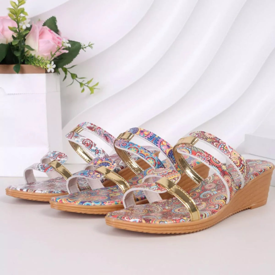 Open Toe Wedge Sandals Red / 35 Apparel and Accessories