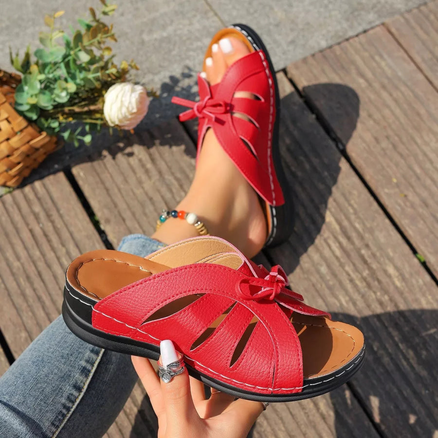 Open Toe Wedge Sandals Red / 36 Apparel and Accessories