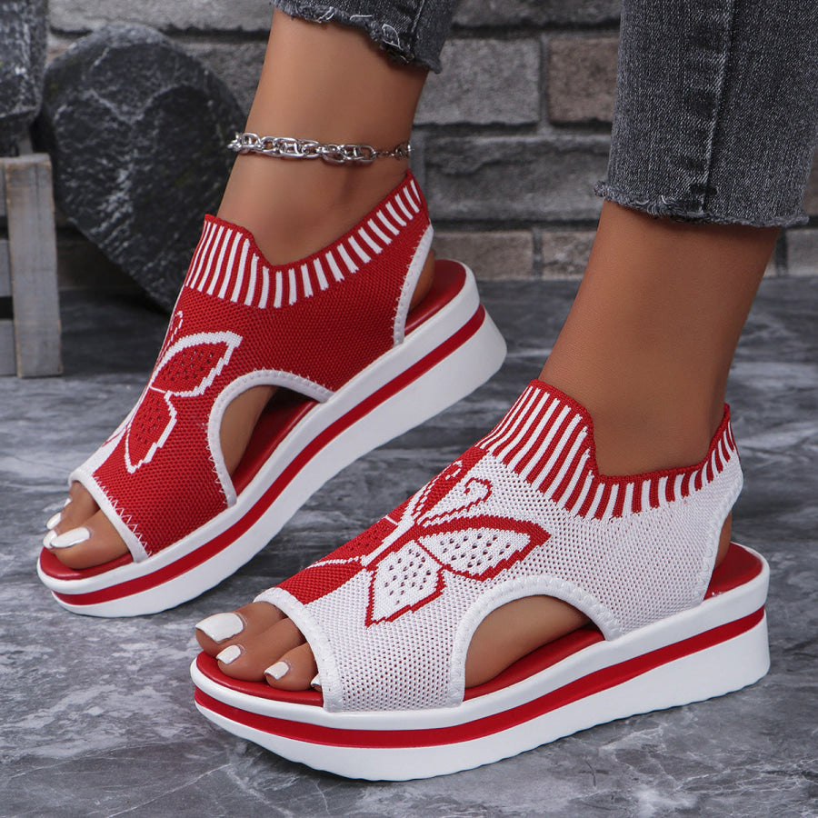 Open Toe Wedge Sandals Red / 36 Apparel and Accessories