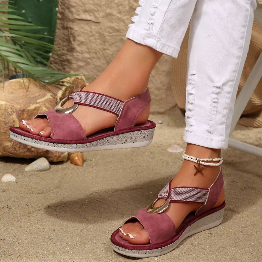 Open Toe Wedge Sandals Red / 36 Apparel and Accessories