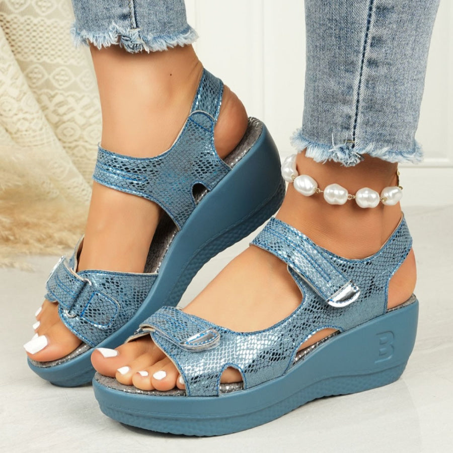 Open Toe Wedge Sandals Sky Blue / 36 Apparel and Accessories