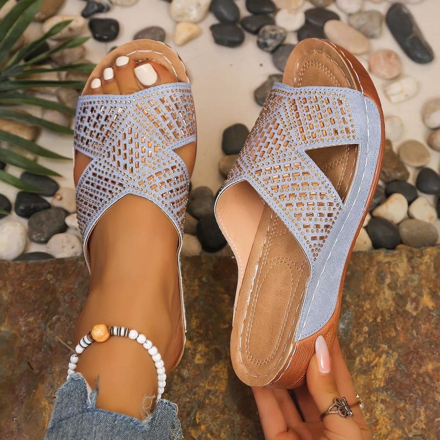 Open Toe Wedge Sandals Sky Blue / 36 Apparel and Accessories