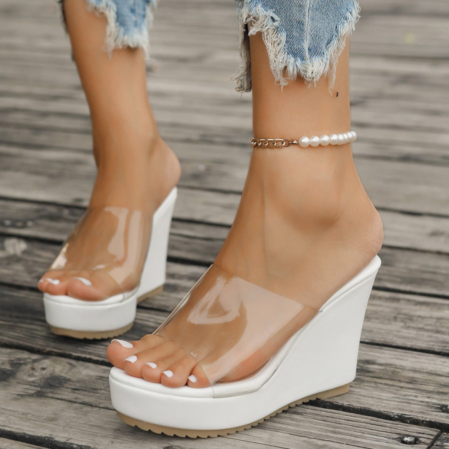 Open Toe Wedge Sandals White / 35(US4) Apparel and Accessories