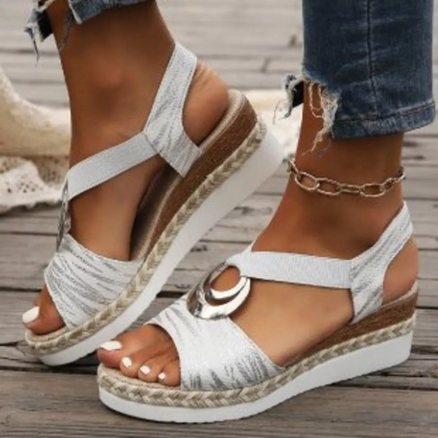 Open Toe Wedge Sandals White / 36 Apparel and Accessories